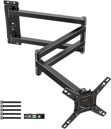 WHYFONE Vertical TV Mount, Corner TV Wall Mount for Most 13-42inch TVs, Long Arm TV Wall Mount 40 inch Extension, Full Motion TV Mount Articulating,Max VESA 200x200mm,Triple Arm Foldable TV Mount