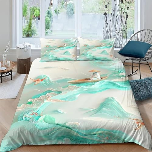Kinder Bettwäsche Set Feng-Shui-Malerei 135X200 cm Bettbezug Bettwäsche Set 3D Bedrucktes Bettbezüge + 1 Kissenbezüge Weiche Angenehme Mikrofaser Bettzeug - Anti-Allergie -65015154334