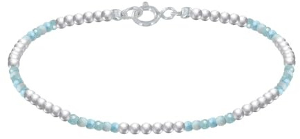 LES POULETTES BIJOUX - Sterling Silber 925 Armband Perlen und Facettierten Larimar M1
