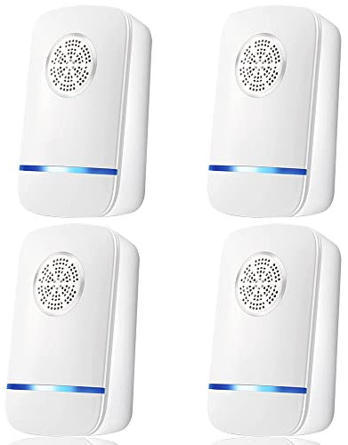 Repelente Ultrasónico de Plagas, 4 Pack Antimosquitos Electrónico Ultrasónico Mosquitos,2025 Repelente Mosquitos Interiores Antiparasitario para Roedores, Arañas, Cucarachas, Insectos