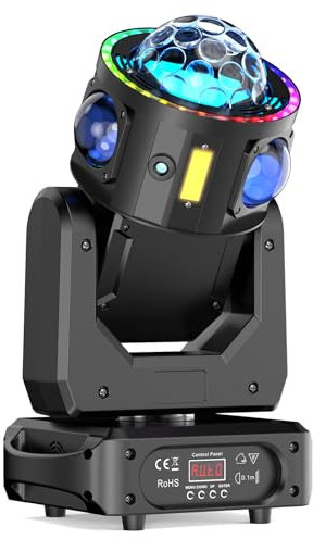 Lyre LED 150W RGBW Lumières de scène Jeux de Lumière Rotation à 360° Beam Moving Head pour soirées, Fête, Club, Discothèque, Salle de danse