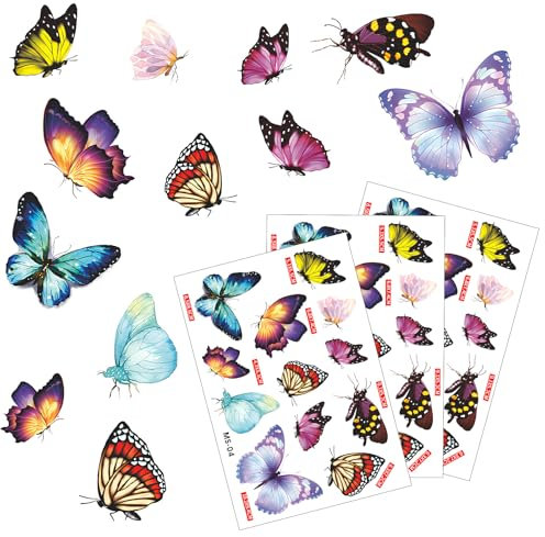 36 Stück Fahrradaufkleber für Kinderfahrräder Bunt Schmetterling Sticker Mülltonnen Aufkleber Wasserfeste Fahrrad Sticker für Auto Roller Koffer DIY
