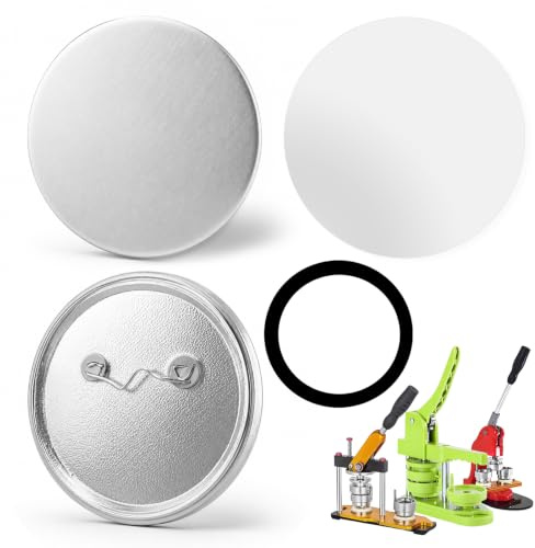 KIRVOVIY 100 Set 58mm Zubehör für 58-mm-Buttonmaschine, Rohlinge für Buttons mit Anstecknadel und Klarsichtfolie, Abzeichen-Making-Kit für Buttonmaschinen