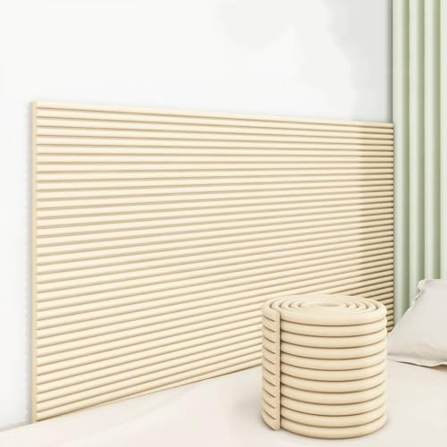 SkyFace Antikollision Selbstklebend Wandkissen 1cm Dick 3D Wandpolster Selbstklebend Bett Kopfteil Wandverkleidung Bett Dekoration Isolierung for Schlafzimmer Wohnzimmer (Cremeweiß, 20 x 200 cm)