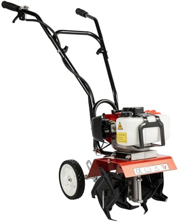 Fyssnn 52CC Gartenfräse Benzin Motorhacke 2-Takt 1700W Bodenfräse Kultivator mit Radantrieb 30cm Arbeitsbreite 12cm Tiefe, für Garten Acker Bodenhacke Rasenwalze
