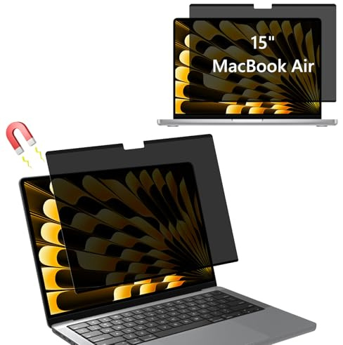 MokaZii Magnetischer Blickschutzfilter für MacBook Air 15 Zoll M5/M4/M3/M2 (2026/2025/2024/2023), Blendschutz Blaulichtfilter Sichtschutz Filter, Sichtschutzfolie MacBook Air 15.3 M5 Privacy Screen