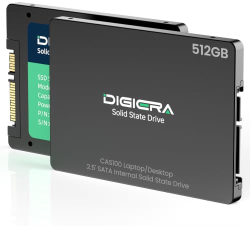 DIGIERA CAS100 512GB SATA III SSD, 2.5 Internal Solid State Drive Up to 550MB/s, SATA 6Gb/s Internal SSD for Desktop PC and Laptop