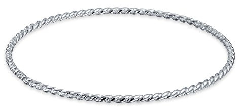 Bling Jewelry Woven Rope Thin Cable Round Stackable Braided Twisted Bangle Bracelet For Women Girlfriend .925 Sterling Silver