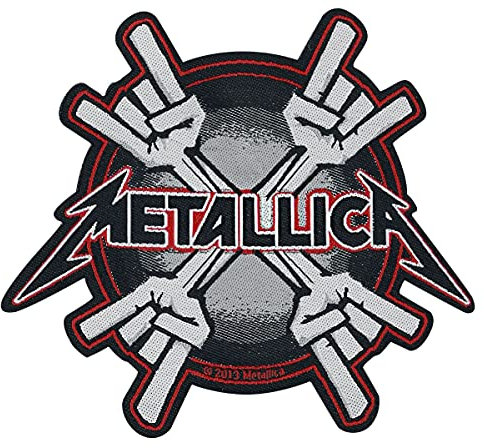 Metallica Patch Metal Horns Band Logo offiziell Nue Schwarz Cut Out 10cm x 9cm Taille Unique