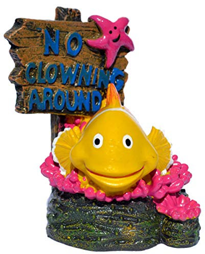 Supa No Fishing Sign, Clown Fish Aquarium/Fish Tank Ornament | Realistic Detail | Approx. 7.5cm(L) x 6.5cm(W) x 8cm(H)