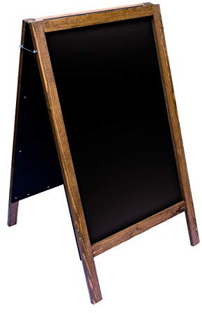 X Large Heavy Duty Medium Oak A Frame Chalkboard/Blackboard. Fitted with Tough Melamine™ Hard Plastic, Non Porous Panels - Easy to Clean. 1100 x 610 for Chalk Markers and Chalk. Double Sided Sign.