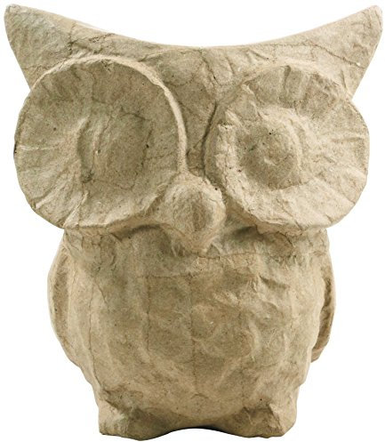 Décopatch SA169O Träger S aus Pappmaché, Eule, 13,5 x 10 x 15 cm, zum Verzieren, Kartonbraun