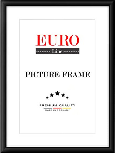 EUROLine Holz Bilderrahmen 90 x 120 cm Schwarz Matt mit Antireflex-Acrylglas für | Foto | Poster | Puzzle Rahmen