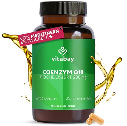 Vitabay Coenzym Q10 Kapseln 200mg Hochdosiert - 120 Kapseln Vegan & Laborgeprüft
