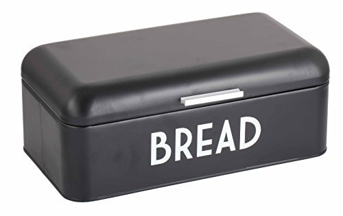 Home Basics Bread Box For Kitchen Countertop, Metal, (Black), Vented With Hinge Top | Large Bread Box | Keeps Loaves, Bagels, Croissants Fresh