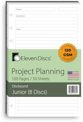 Produktivität Planer Seiten Discbound 32lb Schwergewicht Junior Notebook Papier Refills gelocht für circa, ARC, TUL Project