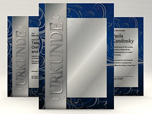 Urkundenpapier Silber 50 Blatt | klassisch | für Urkunden Zertifikate | DIN A4 190g/qm | hochwertig | Briefpapier | Kartonpapier | certificate paper | Blanko Urkunde | Anerkennung Papier