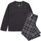 Style It Up - Pigiama a maniche lunghe a tinta unita con pantaloni a quadretti, in morbido pile, ideale per pigiama party, campeggio Pantaloni grigi pianura Top/Check 9-10 Anni