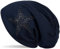 styleBREAKER Damen Beanie Mütze mit Strass Nieten Stern und Schmucksteine Silber-anthrazit, Slouch Longbeanie 04024087, Farbe:Midnight-Blue
