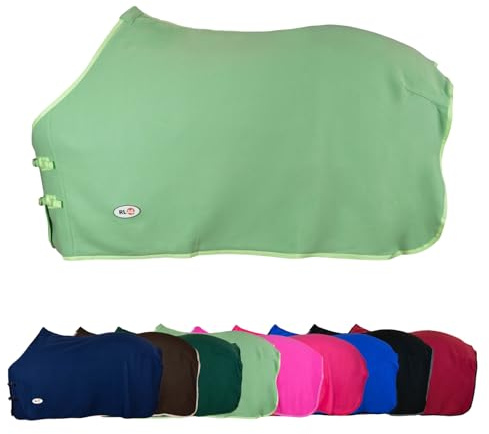 RL24 - Abschwitzdecke Basicline – Pferdedecke mit Schweifkordel, Widerristpolster & Metallverschluss – atmungsaktive Fleecedecke – Pferde Zubehör – Transportdecke in Hellgrün – 125cm