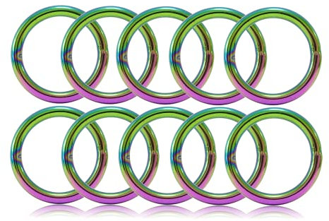 O - Ring aus Stahl 25mm, 10er Set, DIY Hunde-Leine/Hunde-Halsband, nichtrostend, Ideal mit Paracord 550, geschweißt, Farbe: Regenbogen/Rainbow