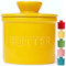 PriorityChef Französischer Buttertopf für Theke, Butterbehälter mit Wasserlinie, Keramik-Butterdose mit Deckel für Arbeitsplatte, einfach Butter in den Glockenbehälter legen, Gelb
