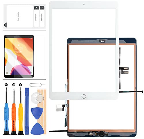 10.2 For IPAD 7 IPAD 8 Screen Replacement 7th Gen 2019/8th Gen 2020 Digitizer A2197 A2198 A2200 A2270 A2428 A2429 A2430 Touch Glass Panel Parts with Home Button +Protector Film+Tools+Tape (White)