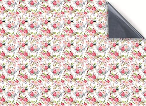 Stick & Go Repositionable Self Adhesive Dolls House Wallpaper 1:12 Scale (1 Sheet) - Vintage Floral Pink Wallpaper - No. 146
