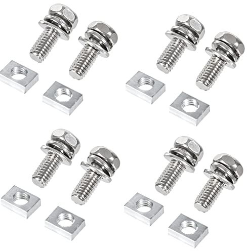 Motorcycle Battery Terminal M6 x16mm Bolt Square Nut Kit Stainless Steel 8Sets