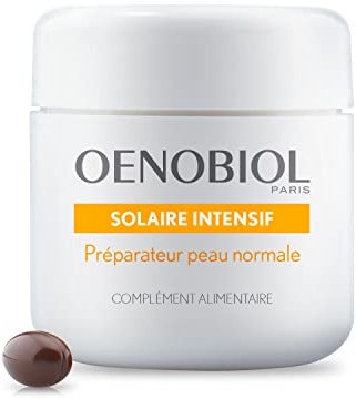 Oenobiol Paris Bräunungskapseln Solaire Intensif für Normale Haut, Self Tanning Kapseln mit Lycopin, Selen, Tagetesextrakt und Vitamin E - 30 Bräunungstabletten