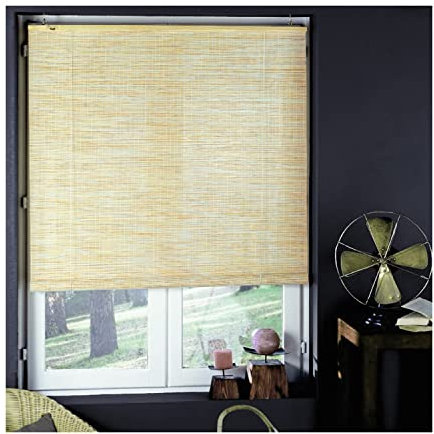 MADECOSTORE Roll'up Bambou Brut Fins rondins pour intérieur 80 x 180cm - Naturel - L80 x H180cm