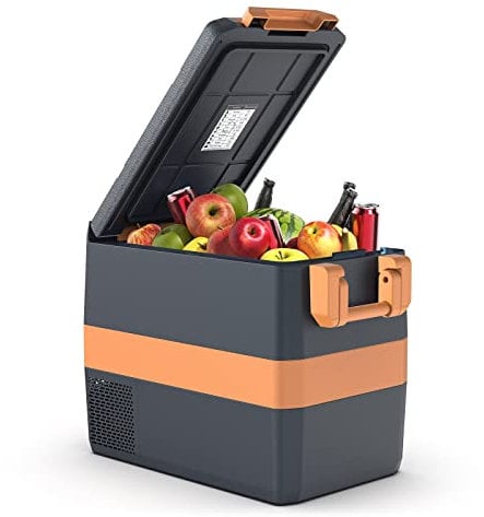 UKKISO Kühlbox Mini Kühlschrank für Auto Tragbare Elektrische Camping-Gefrierbox 40L Elektrischer Kompressor-Kühler 12V 12/24 V DC und 100–240 V AC für Auto, Lkw, Boot, RV mit USB