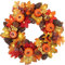 Herbstkränze Dekoration mit LED-Licht, 40 cm Herbst Ahornblatt Kürbis Beere Girlande Künstlicher Blumenkranz Haustür für Halloween Weihnachten Thanksgiving Wand Heimdekoration