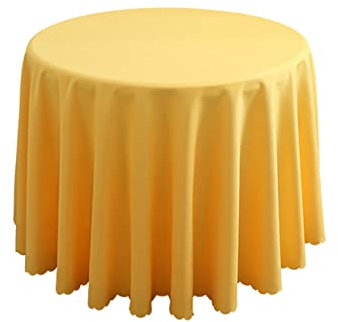 FANIVIN Polyester Tischdecke Tischtuch Tischwäsche Couchtisch Küchentischabdeckung Tafeltuch Rund Einfacher Stil Gelb Durchmesser 180CM