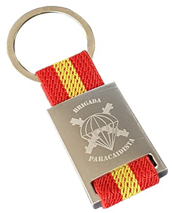 Durabol Llavero Bandera lona de España de Metal/Tela.Grabado láser.conmemorativo histórico y madrid (Brigada Paracaidista Bripac)
