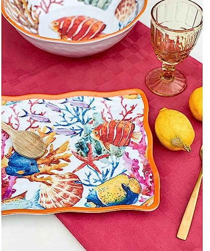 Home Arredo Casa Vassoio in Melamina Decoro Mare 36x24cm