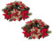 BLOSMON Weihnachtliche Tafelaufsätze für den Esstisch: 2 Stück rot gold Glitzer künstliche Weihnachtsstern Weihnachtsblumen Kugel Dekoration – künstliche Seide Urlaub Blumenarrangement Xmas Indoor