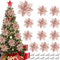 jenich 12 Fiori Artificiali Natale Fiori Artificiali per Alberi di Natale con Glitter Fiori di Stelle Natalizie Poinsettia Glitterate Oro Rosa Decoracioni Ornamenti Addobbi Natale Capodanno