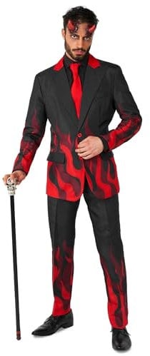 Suitmeister Black Devil Party Anzug für Herren - Größe: L - Kostüm Halloween, Karneval, Weihnachtsparty