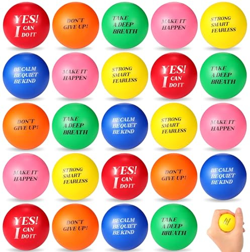 Stress Bälle, 24 Stück Motivationsschaum Bälle Quetsch Bälle für Kinder und Erwachsene Stressabbau für ADHD Autismus Haus Büro Schule Geschenk (6 Farbe)