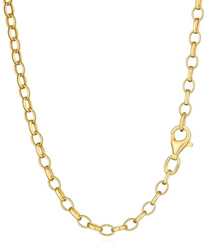 NKlaus 50cm Erbskette 925 Silber Gelbgold Vergoldet elegante Halskette Breite: 3,1mm Collier 6,77g schwer 15028