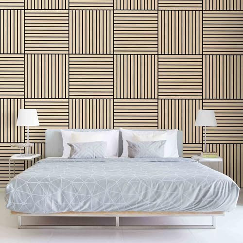 Bilderwelten Akustikpaneel Eiche Natur 2 Stk. 52x52 cm Holzpaneel Holzwand Holzverkleidung 3D Akustik Platte Schallabsorber Wand Panel Schlafzimmer