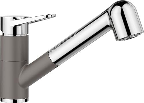 BLANCO WEGA-S II | Küchenarmatur in vulkangrau/chrom | Hochdruck | Mit herausziehbarem Schlauch | Rückflussverhinderer | Keramik Kartusche | Gesicherte Wasserqualität & wassersparend