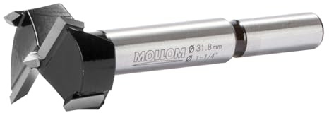 Mollom 31,8mm (1-1/4) Forstnerbohrer mit langlebiger YG8 Hartmetall-Dicke von 2,0mm für präzise Holzbearbeitung. Ideal für Hartholz, Kunststoff und Sperrholz