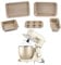 Salter COMBO-8912A Bakes Stand Mixer & Bakeware Set - Electric Whisk With Non-Stick Coated Roaster, Baking Tray, Square Pan, Loaf Tin, Muffin Tray, 10 Speeds Settings, 4 L Mixing Bowl, 1300 W, Gold