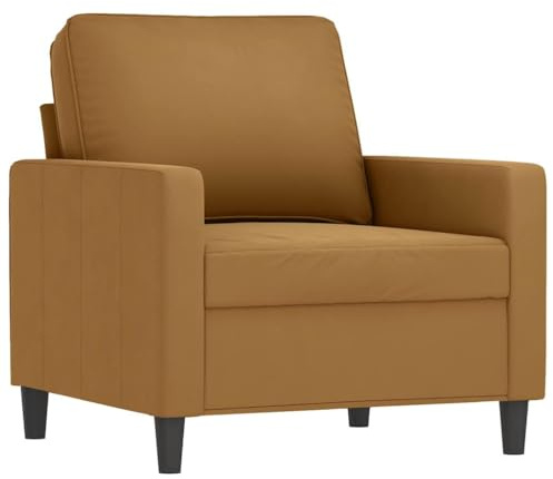 vidaXL Sessel, Sofa Relaxsessel mit gepolstertem Sitz Armlehnen, Fernsehsessel Loungesessel mit Metallgestell, Polstersessel Ruhesessel, Braun Samt