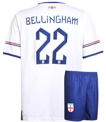 Camiseta de Fútbol - Traje - Inglaterra Bellingham - Niños y adultos, blanco, 128 cm