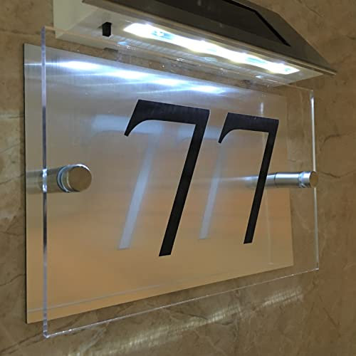 Effetto cristallo Numero civico illuminato a LED a energia solare 1-99999 Per parete