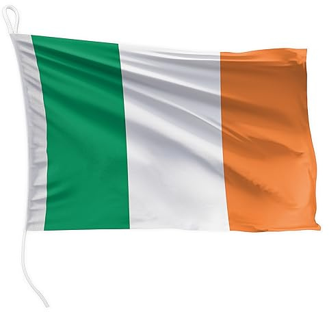 FLAGLY bandera de barco Irlanda 60 x 40 cm formato apaisado - 115g/m² peso tela - impresa, robusta con cuerda y lazo, accesorios de barco barco a motor