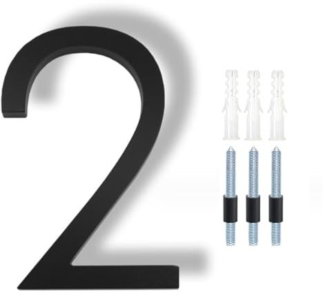 HKFENG Floating House Number Plaques 5 inch,Door Numbers Screw On,House Numbers Plates for Outside,Modern Door Numbers Signage Zinc Alloy Black